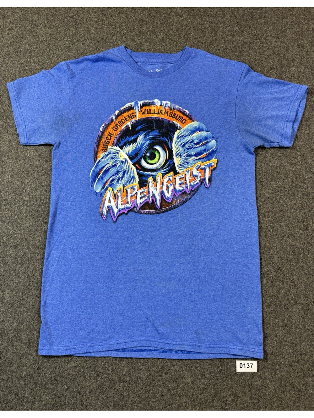 Busch Gardens Alpengeist Blue Graphic Print Crew Neck T-Shirt Size S